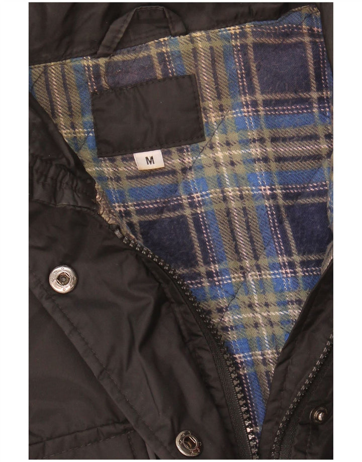 VINTAGE Chaqueta utilitaria para mujer Reino Unido 14 Nylon negro mediano