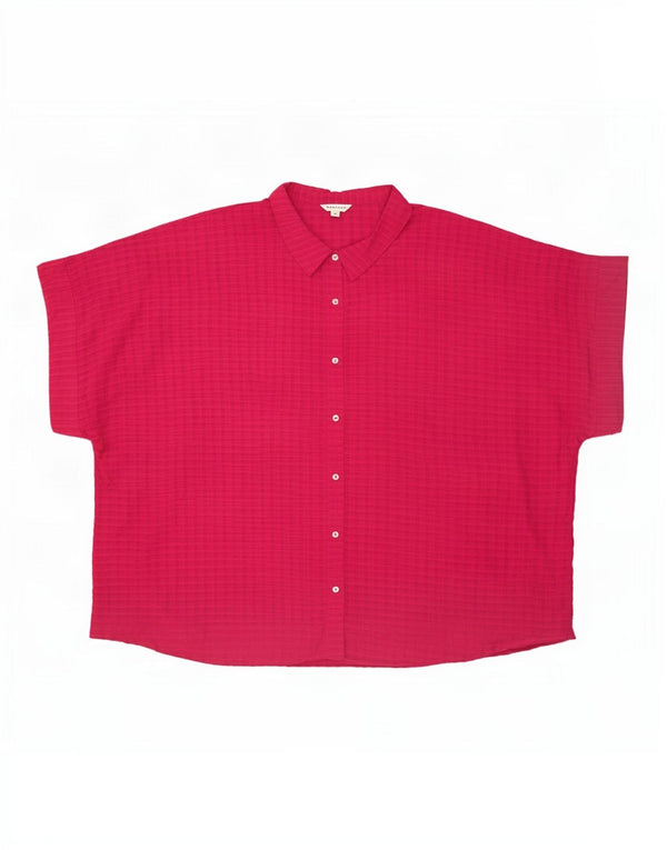 Monsoon Camisa extragrande de manga corta para mujer ES 39 2XL Viscosa a cuadros rosa