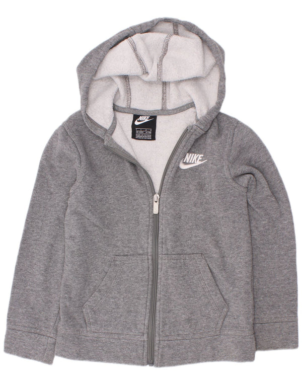 Nike Sudadera con capucha y cremallera para niños de 6 a 7 años, talla grande, algodón moteado gris