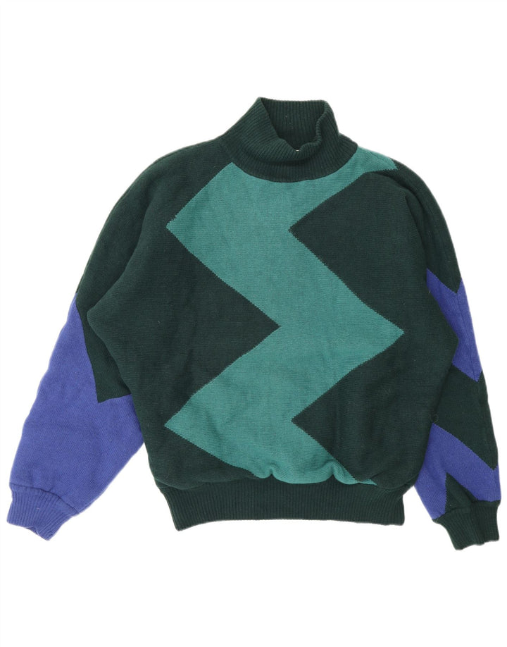 Gianni Versace Jersey con cuello alto y diseño colour block en verde medio