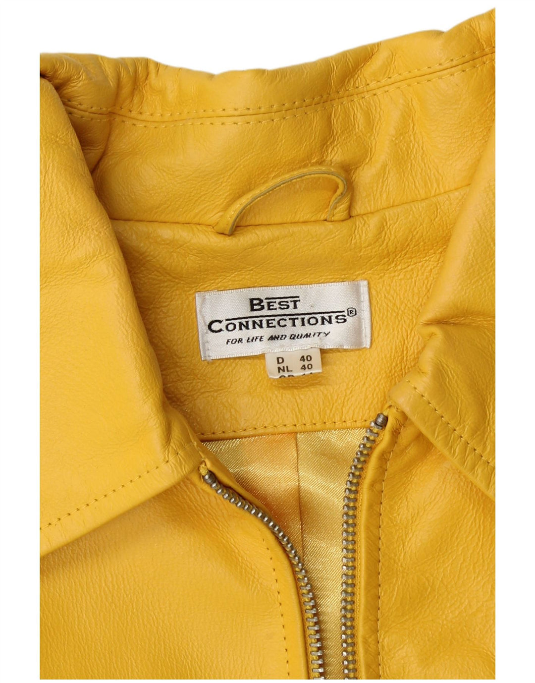VINTAGE Chaqueta de cuero para mujer Reino Unido 14 Cuero amarillo medio