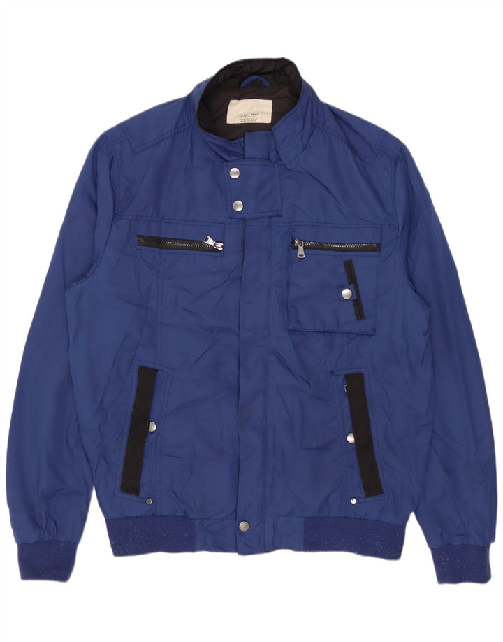 ZARA Cazadora Bomber Hombre ES 42 XL Poliéster Azul