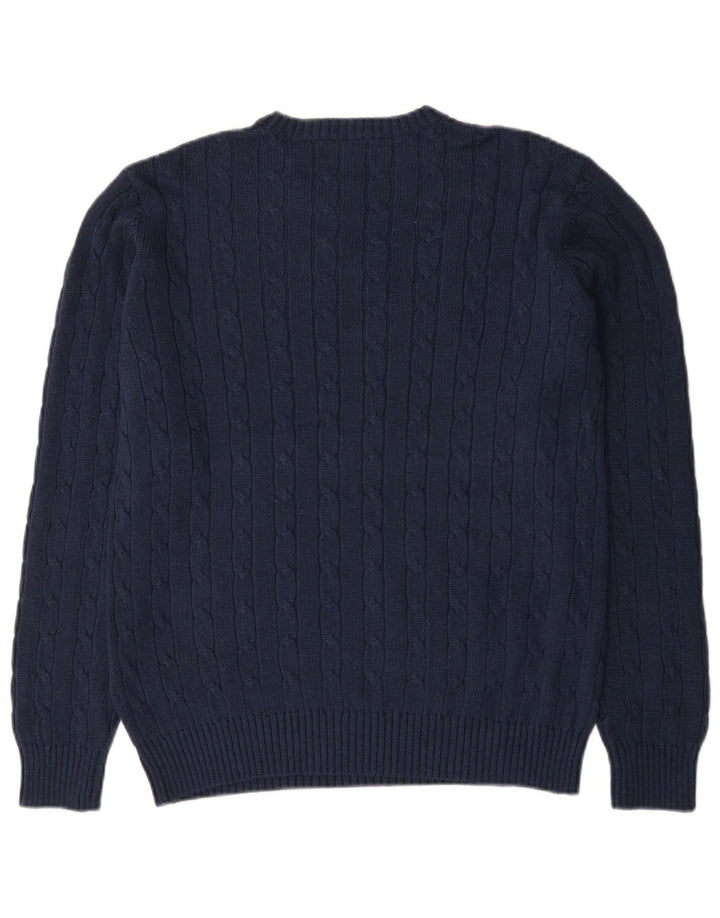 Marks & Spencer Jersey de cuello redondo azul Harbor para hombre, talla grande, azul marino