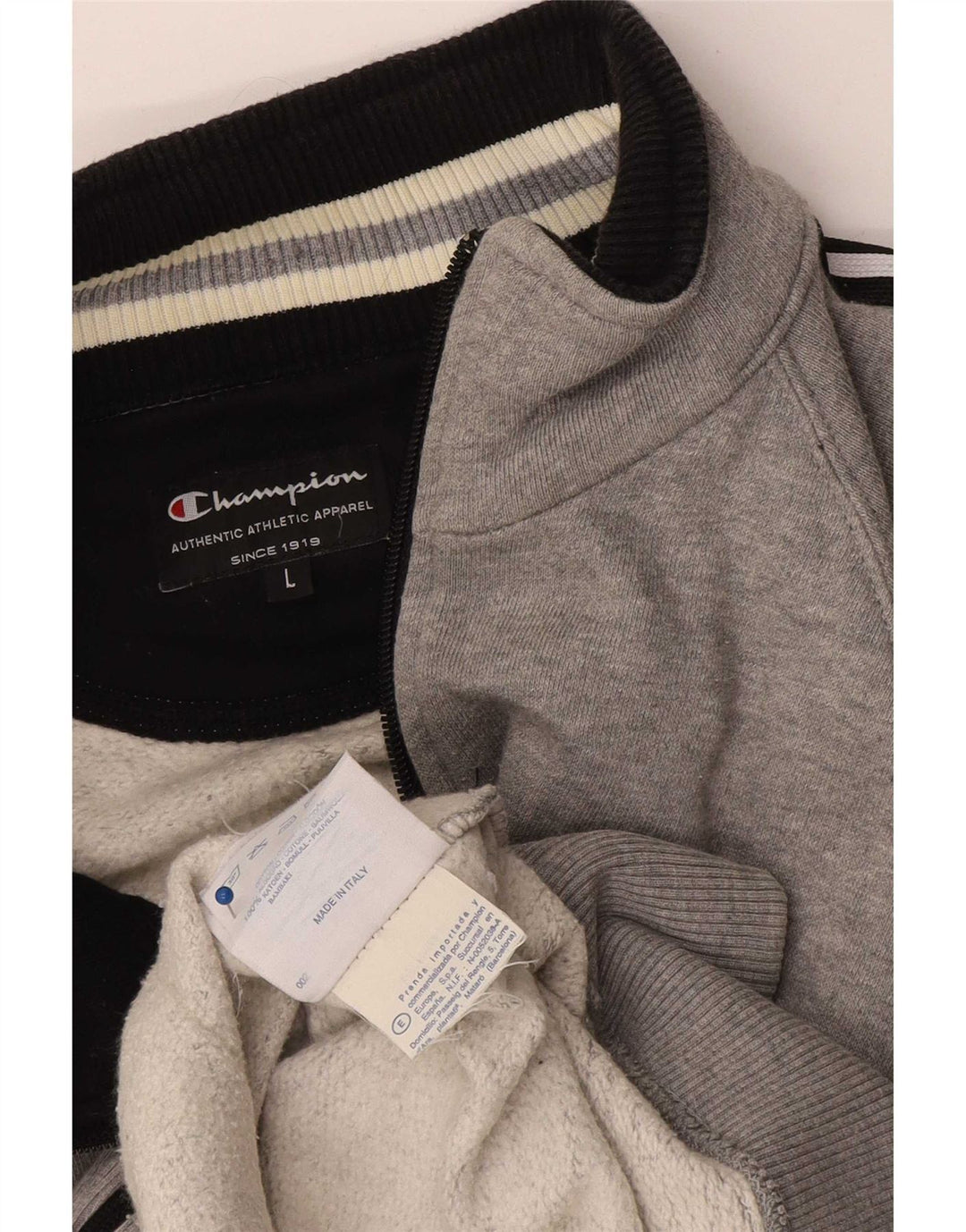 Champion Chaqueta de chándal para hombre de algodón moteado gris grande