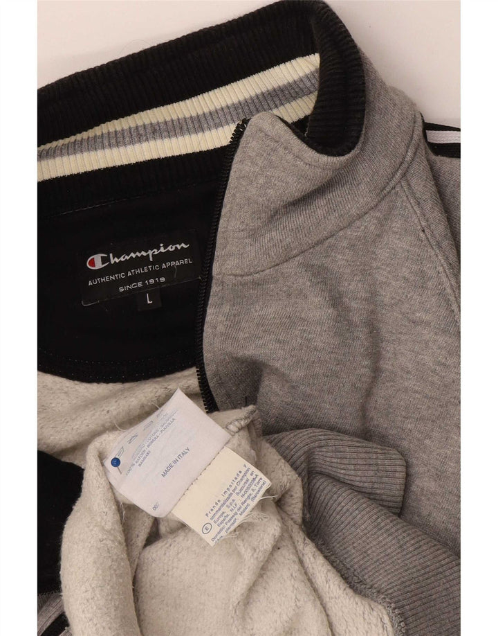 Champion Chaqueta de chándal para hombre de algodón moteado gris grande