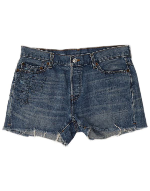 Levi's Mujer 501 Shorts De Mezclilla Gráfico W30 Algodón Floral Azul Medio