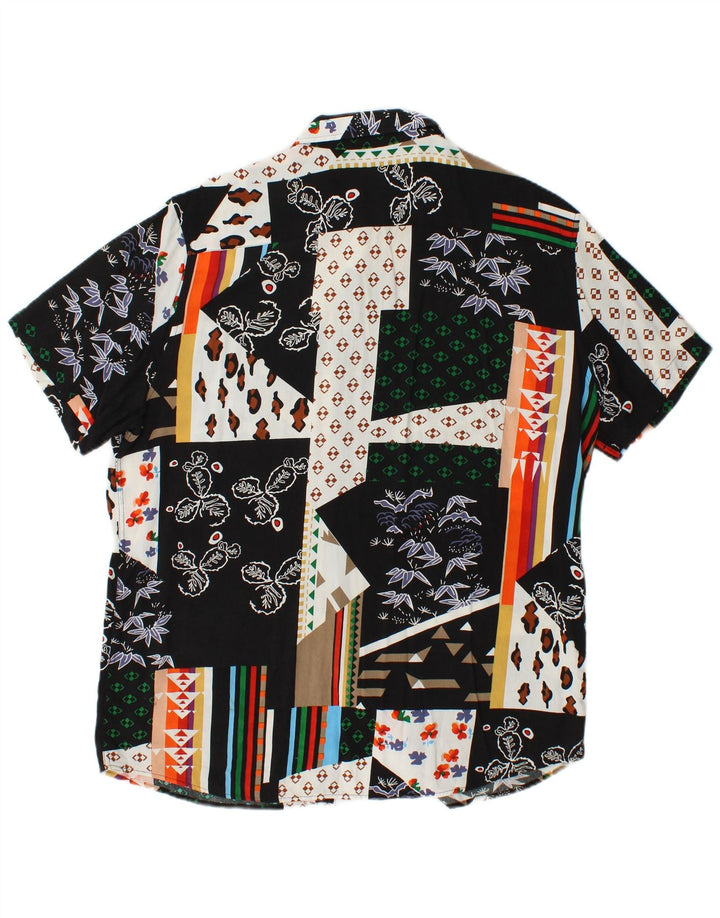 Camisa VINTAGE de manga corta para hombre XL Patchwork multicolor