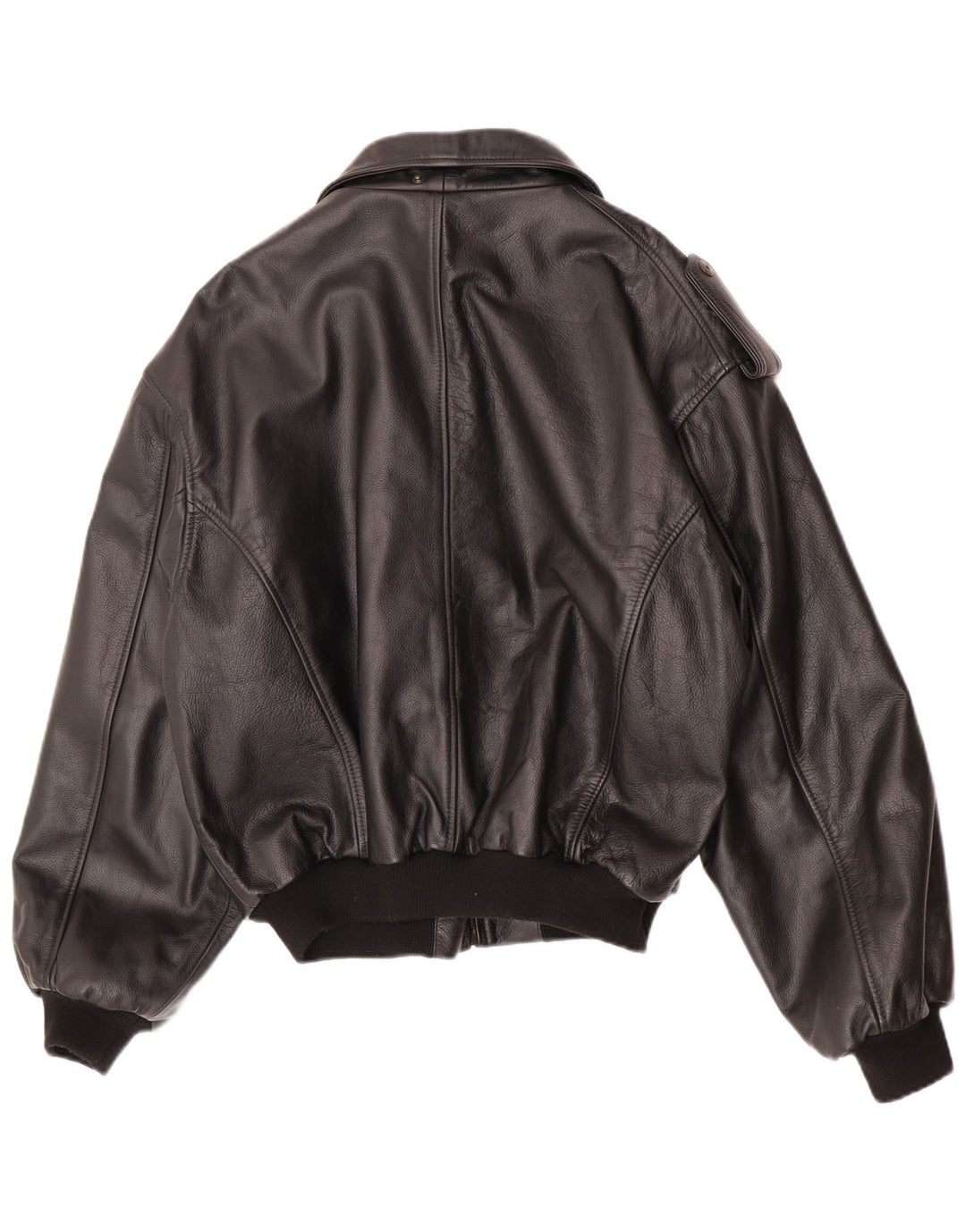 Vintage hombres chaqueta militar de cuero sintético IT 48/50 medio negro
