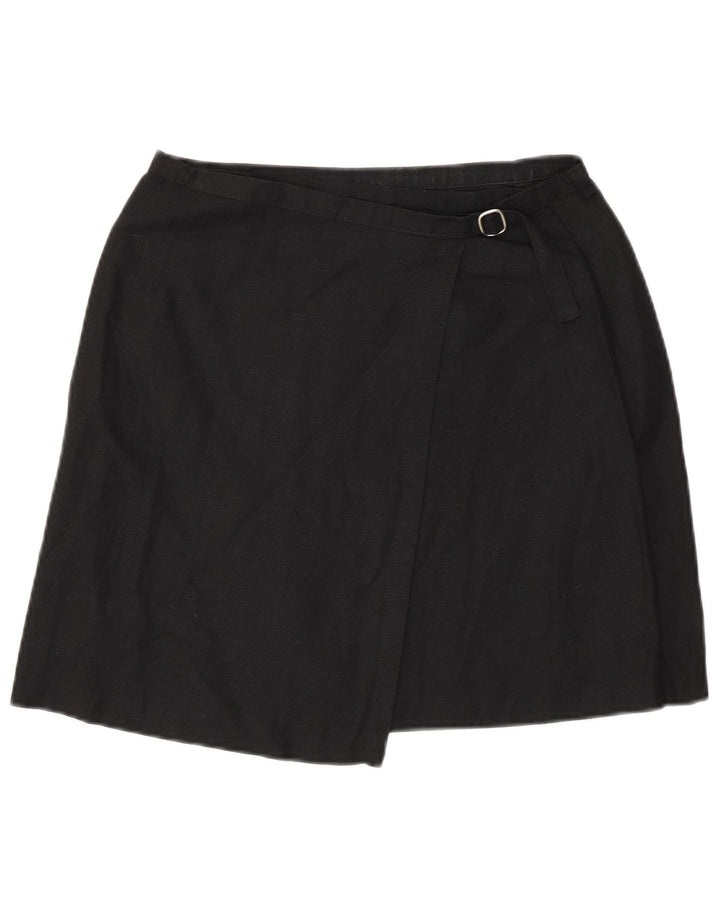 Benetton Falda Cruzada IT 42 Medium W27 Lino Negro Mujer