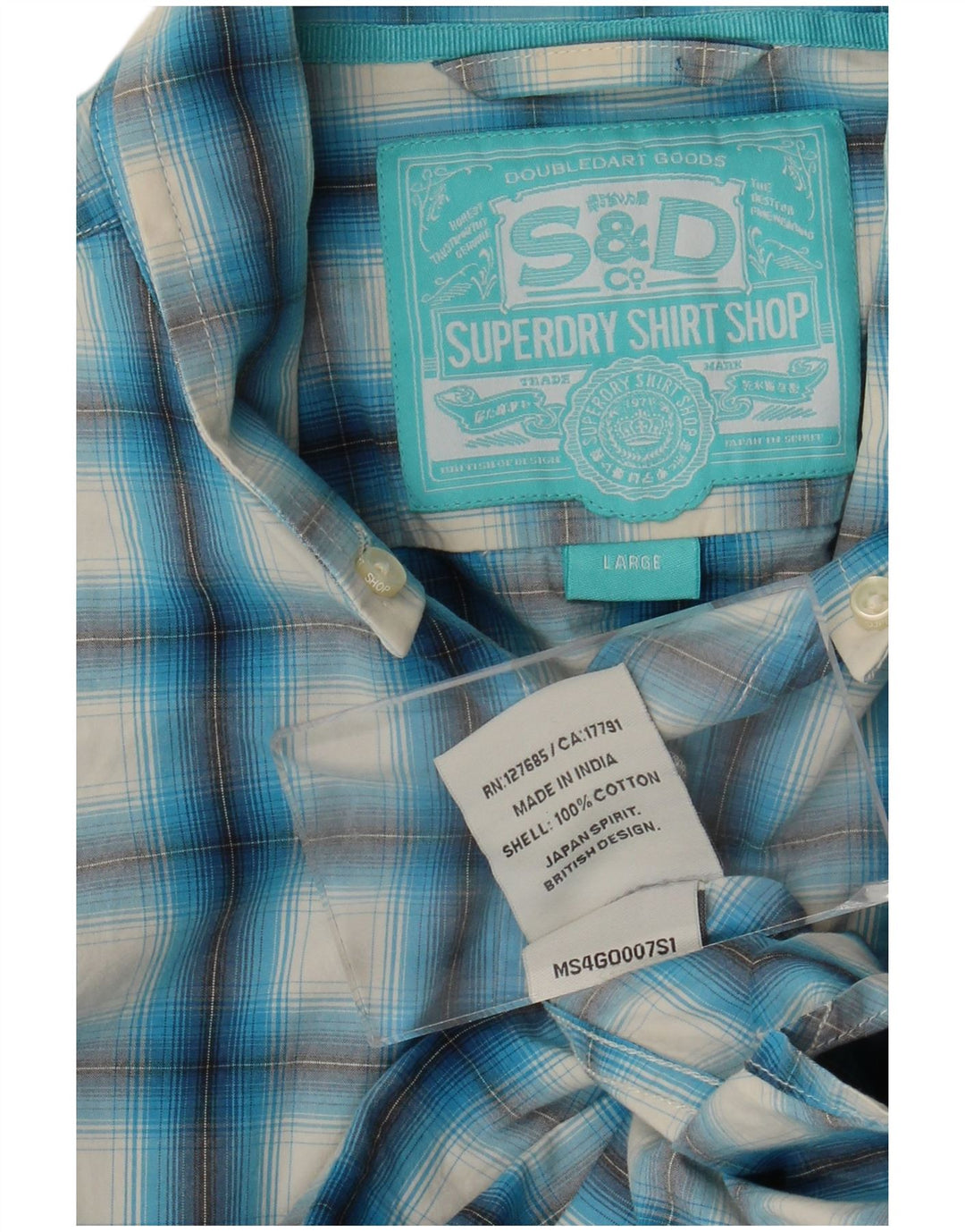 Camisa Superdry para hombre de algodón a cuadros azules grandes