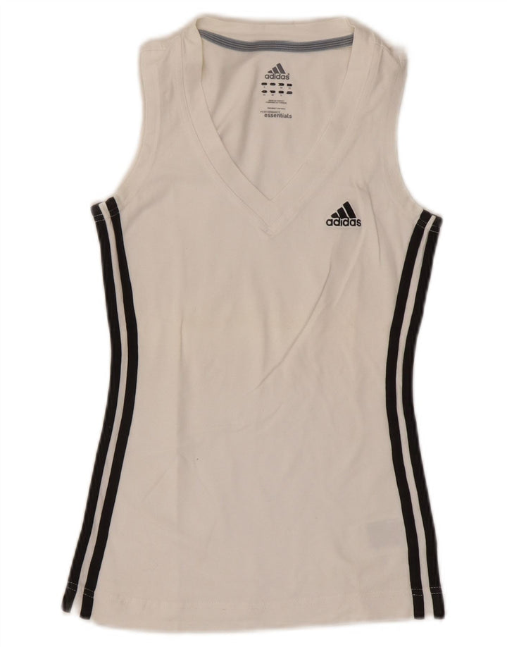 Adidas Mujer Chaleco Top UK 8 Pequeño Algodón Blanco