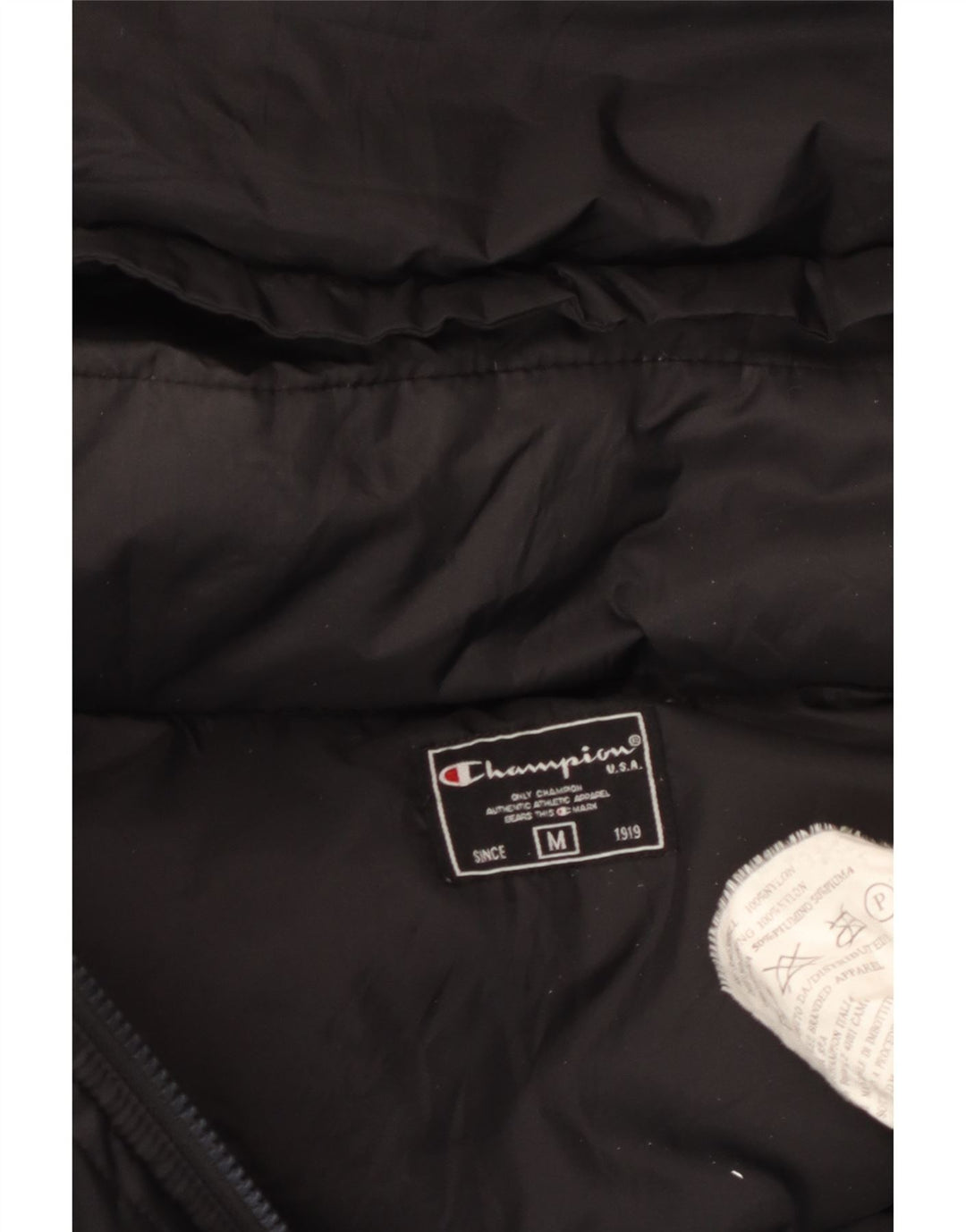 Champion Chaqueta acolchada con capucha para hombre UK 38 Medium Black Nylon