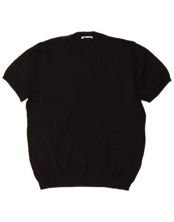 Zara Hombre Camiseta Top Grande Negro
