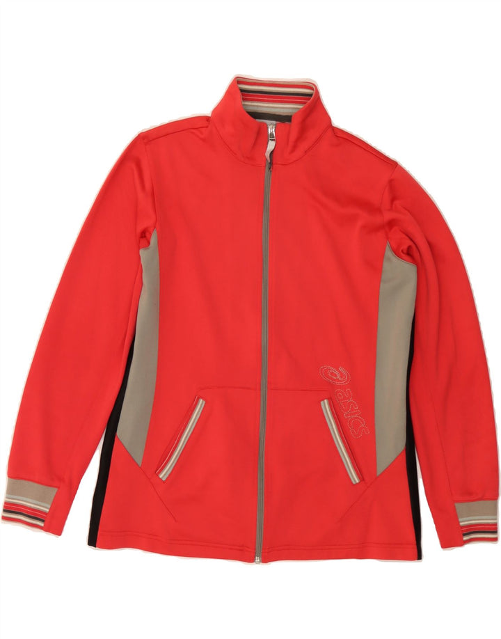 ASICS Womens Tracksuit Top Jacket Medium Red Colourblock Vintage Asics and Second-Hand Asics from Messina Hembry 