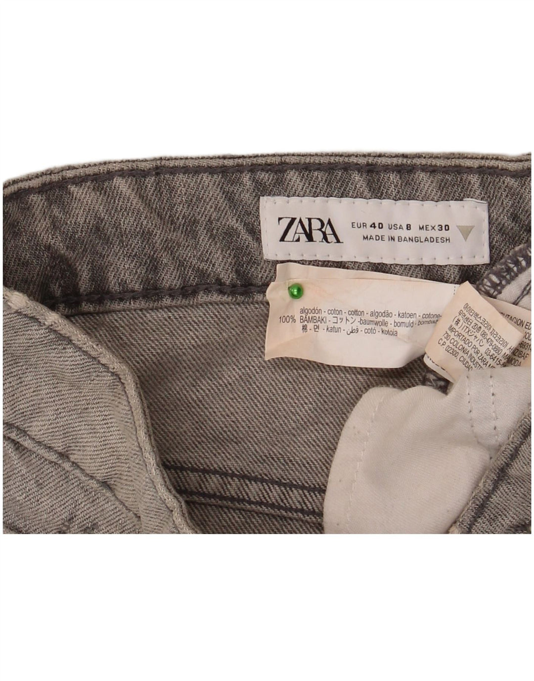 Zara Pantalones cortos desgastados de mezclilla para mujer EU 40 Medium W30 Algodón gris