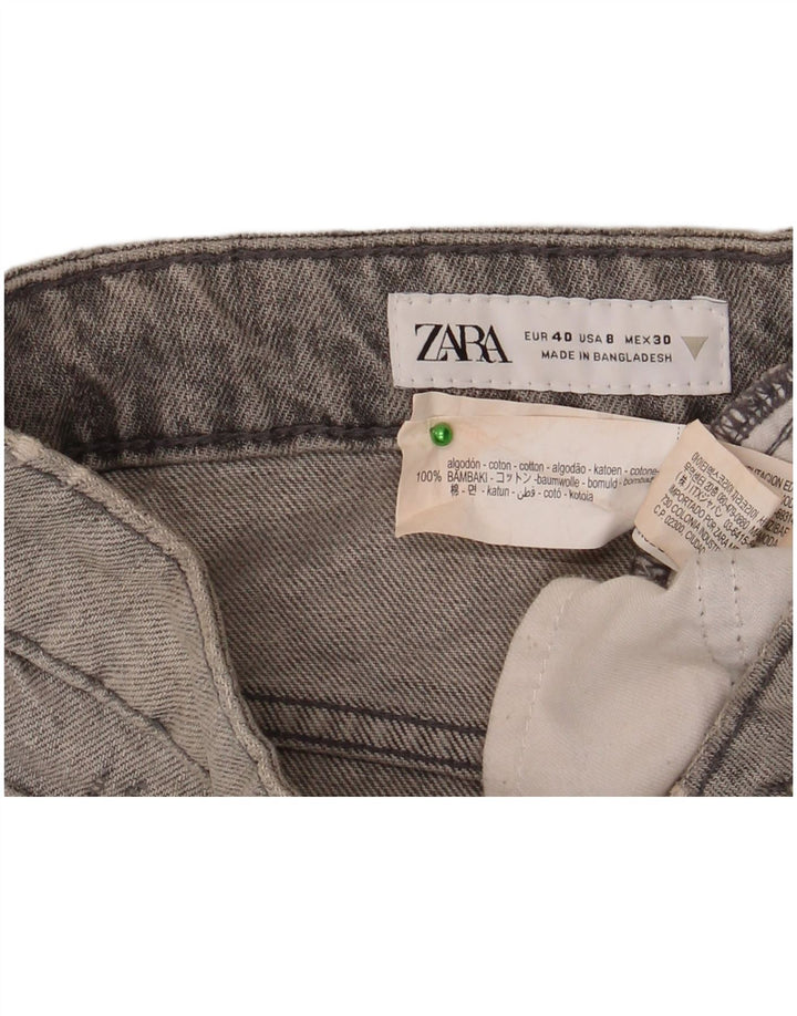Zara Pantalones cortos desgastados de mezclilla para mujer EU 40 Medium W30 Algodón gris