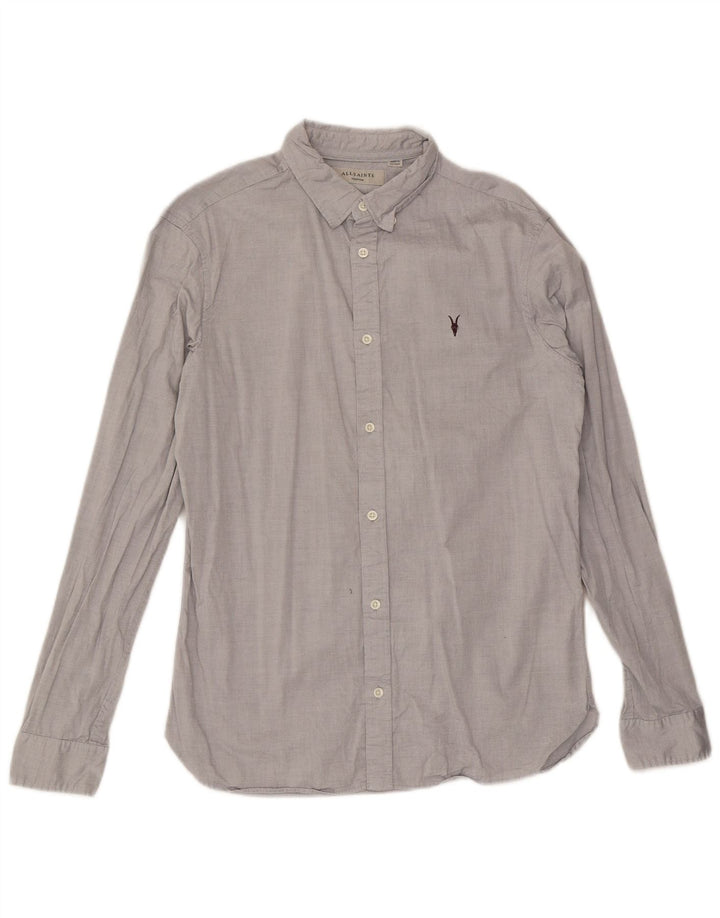 Camisa All Saints Hombre Algodón Gris Medio