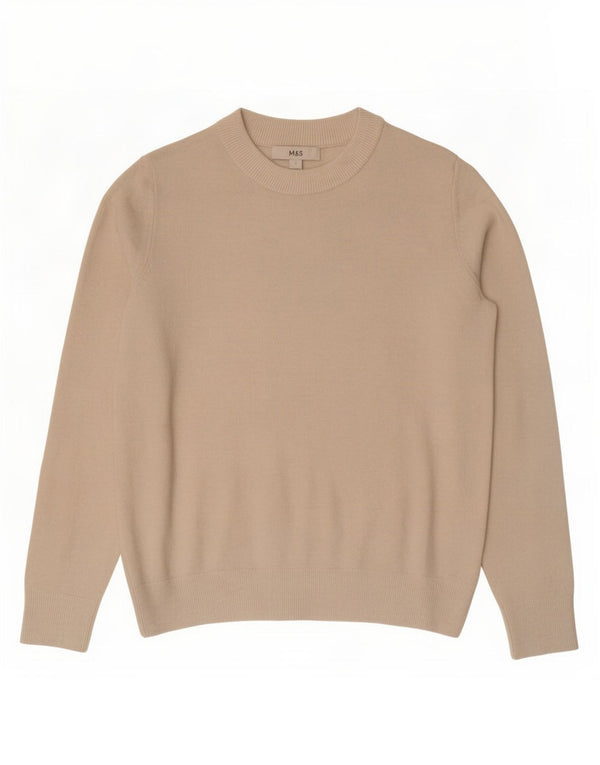Marks & Spencer Suéter de Cuello Redondo de Gran tamaño para Mujer UK 10 Small Beige
