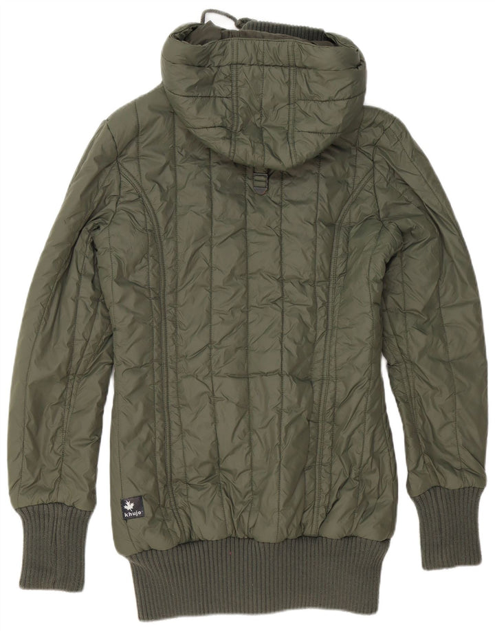 KHUJO Chaqueta acolchada con capucha para mujer UK 40 Grande Poliéster verde