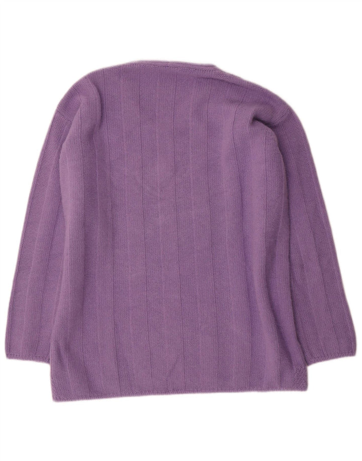 Raffaello Jersey con Cuello en V para Mujer IT 48 XL Lana Morada