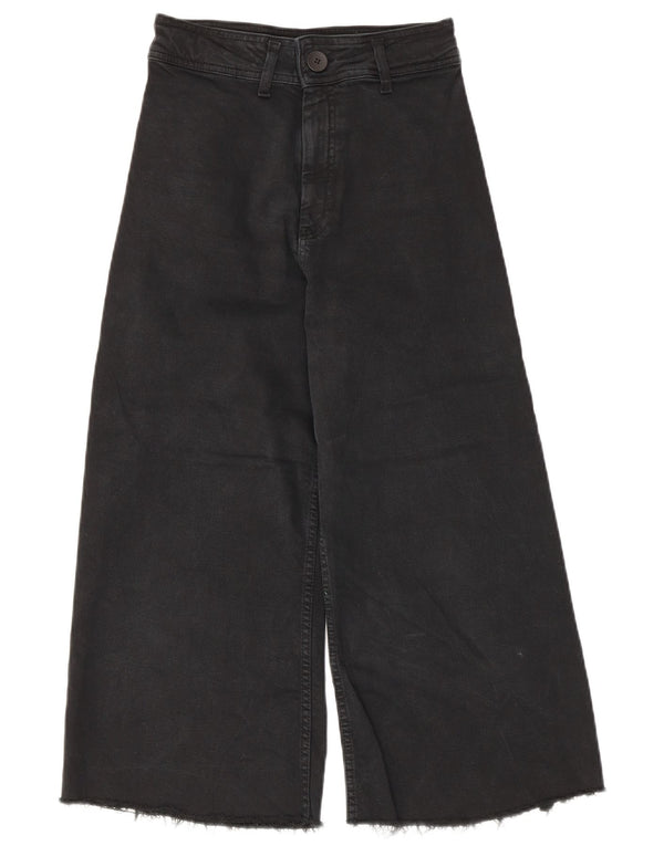 Zara Jeans Capri de cintura alta y pierna ancha para mujer US 34 2XS W24 L22 Algodón negro