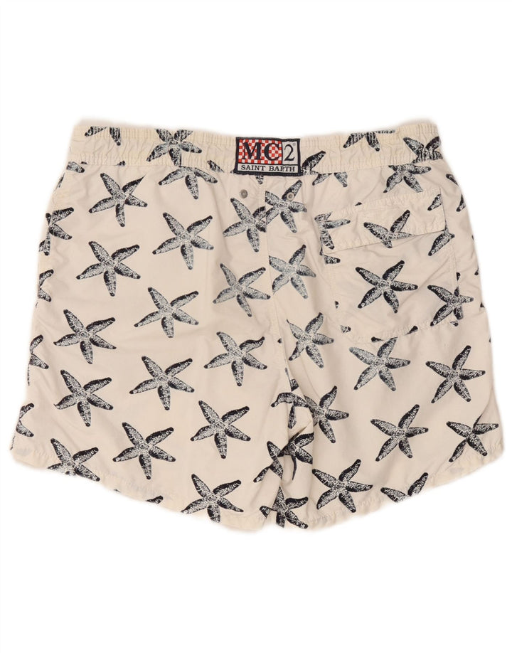 MC2 SAINT BARTH Bañador con estampado abstracto para hombre, color blanco mediano
