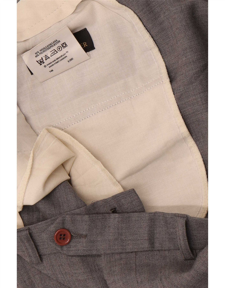 Marks & Spencer Pantalón de traje recto para hombre W40 L29 Lana gris