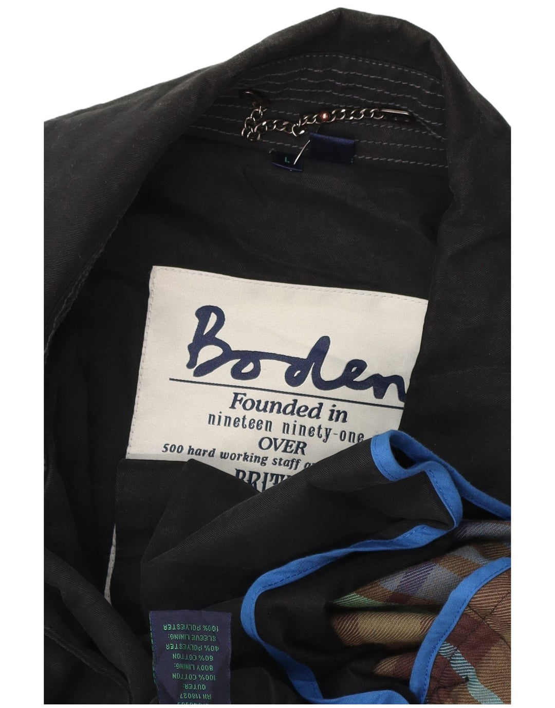 BODEN Gabardina para hombre UK 40 Grande Algodón negro