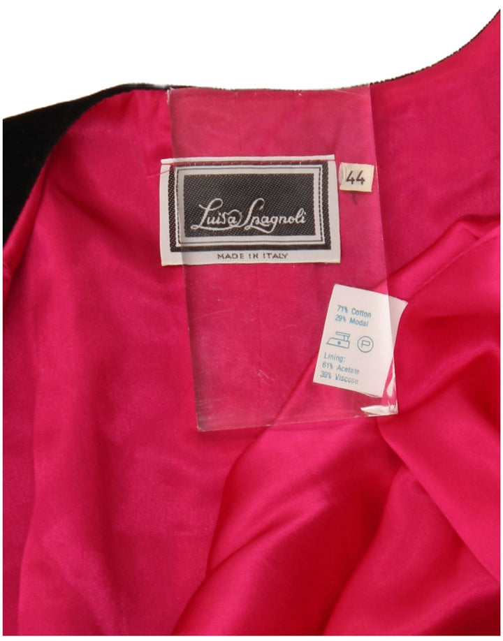 Luisa Spagnoli Chaqueta Bolero Abierta para Mujer IT 44 Mediana Algodón Negro