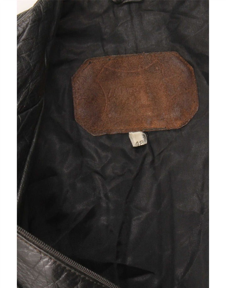 Chaqueta de cuero vintage para mujer IT 48 XL Negro