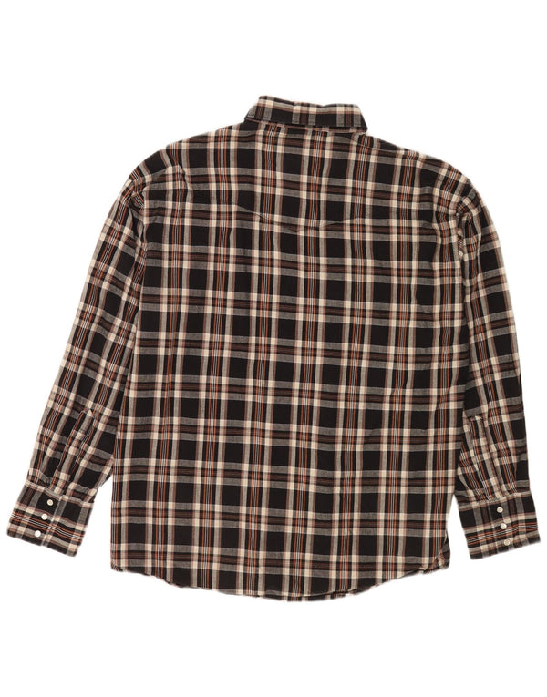 Wrangler Camisa de franela para hombre con cuadros negros grandes