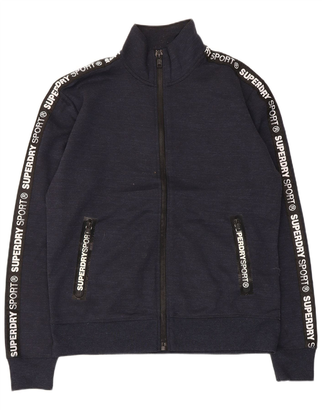 Superdry Chaqueta superior de chándal con gráfico para hombre XL Poliéster moteado en azul marino