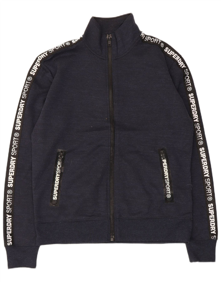 Superdry Chaqueta superior de chándal con gráfico para hombre XL Poliéster moteado en azul marino