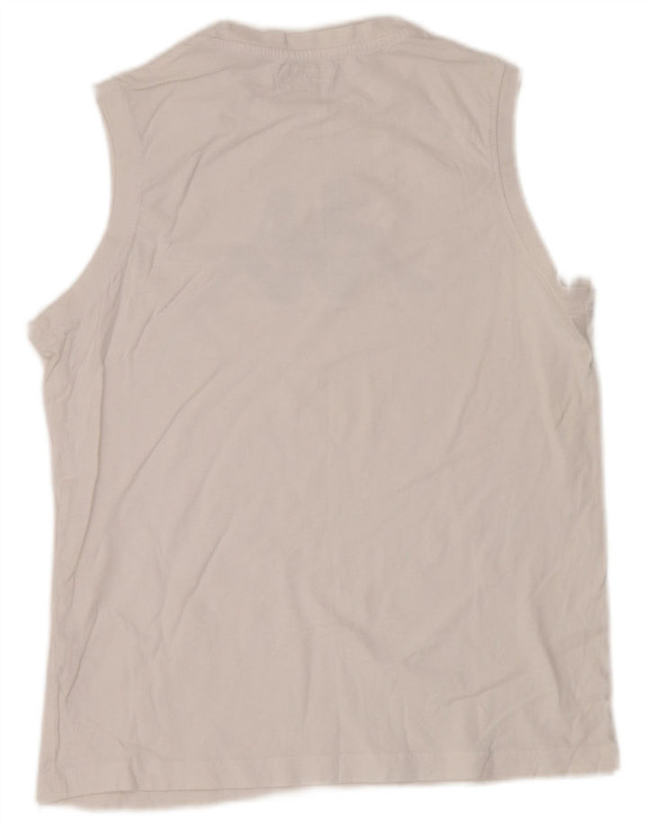 Kappa Hombre Gráfico Chaleco Top Medio Algodón Blanco