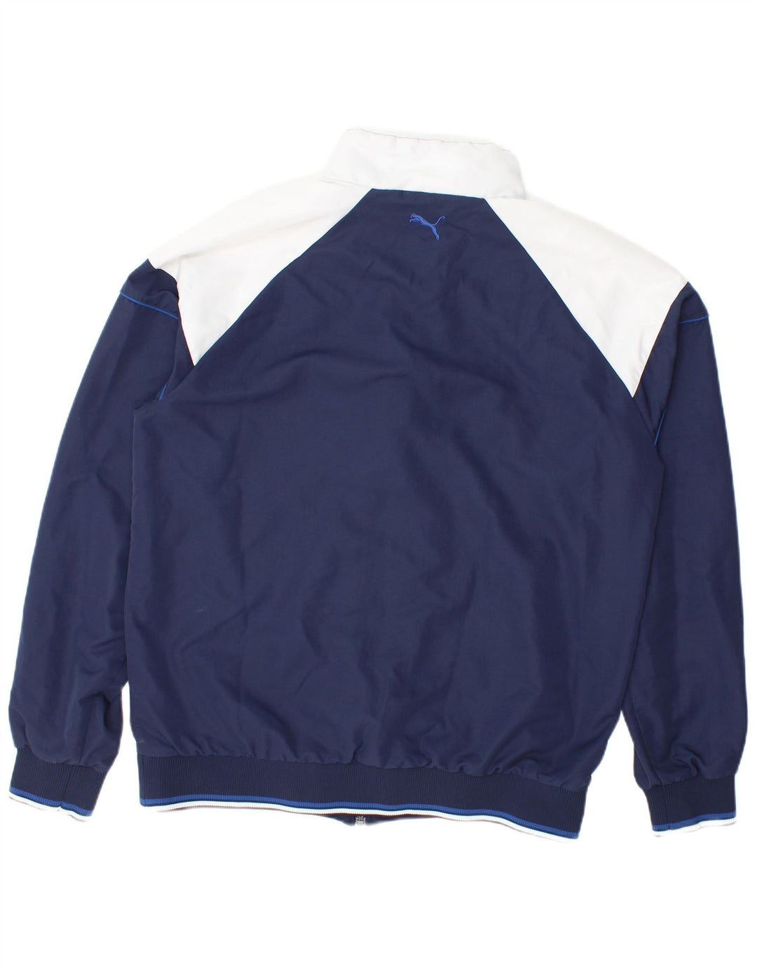 Puma Chaqueta de chándal para hombre, talla grande, poliéster con bloques de color azul marino