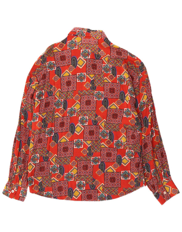 Camisa vintage para hombre Viscosa patchwork roja grande