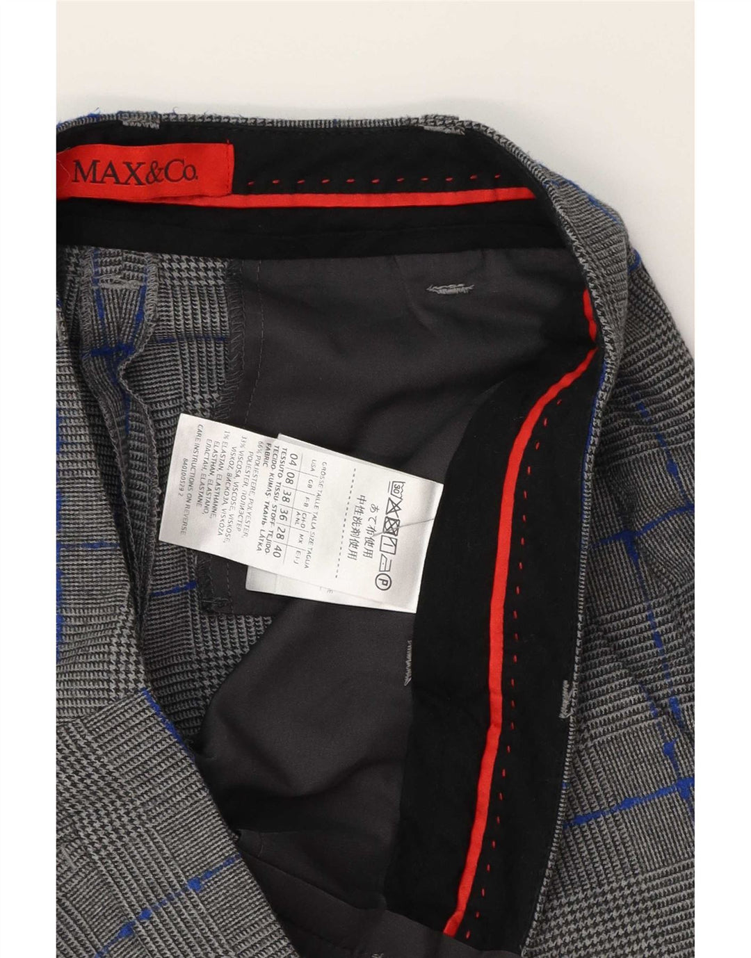 Max & Co. Pantalones chinos para mujer UK 8 Small W28 L27 Gris pata de gallo