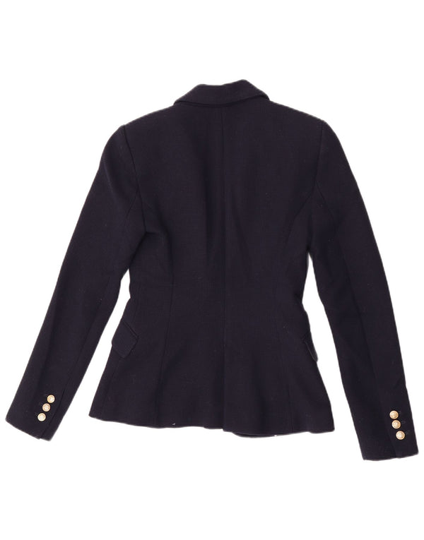 Zara Chaqueta Blazer De 1 Botón Para Mujer UK 6 XS Poliéster Azul Marino