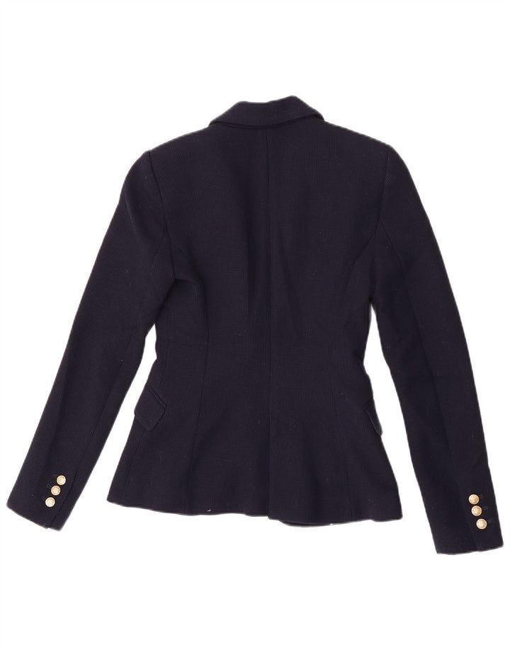 Zara Chaqueta Blazer De 1 Botón Para Mujer UK 6 XS Poliéster Azul Marino