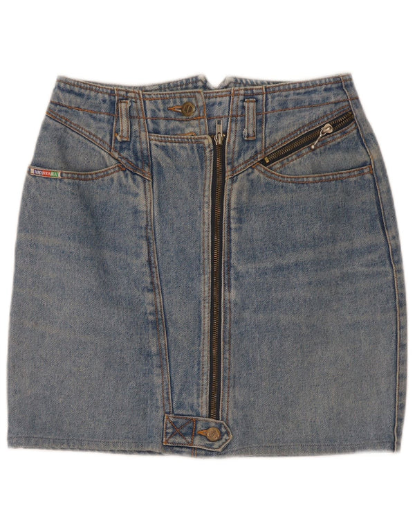 Vintage mujer mini falda de mezclilla W26 pequeño azul