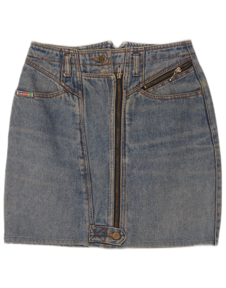 Vintage mujer mini falda de mezclilla W26 pequeño azul