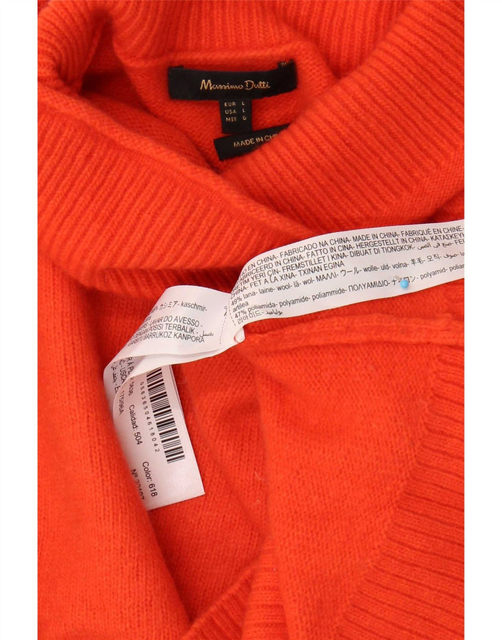 Massimo Dutti Jersey Corto con Cuello Redondo para Mujer UK 46 Large Lana Naranja