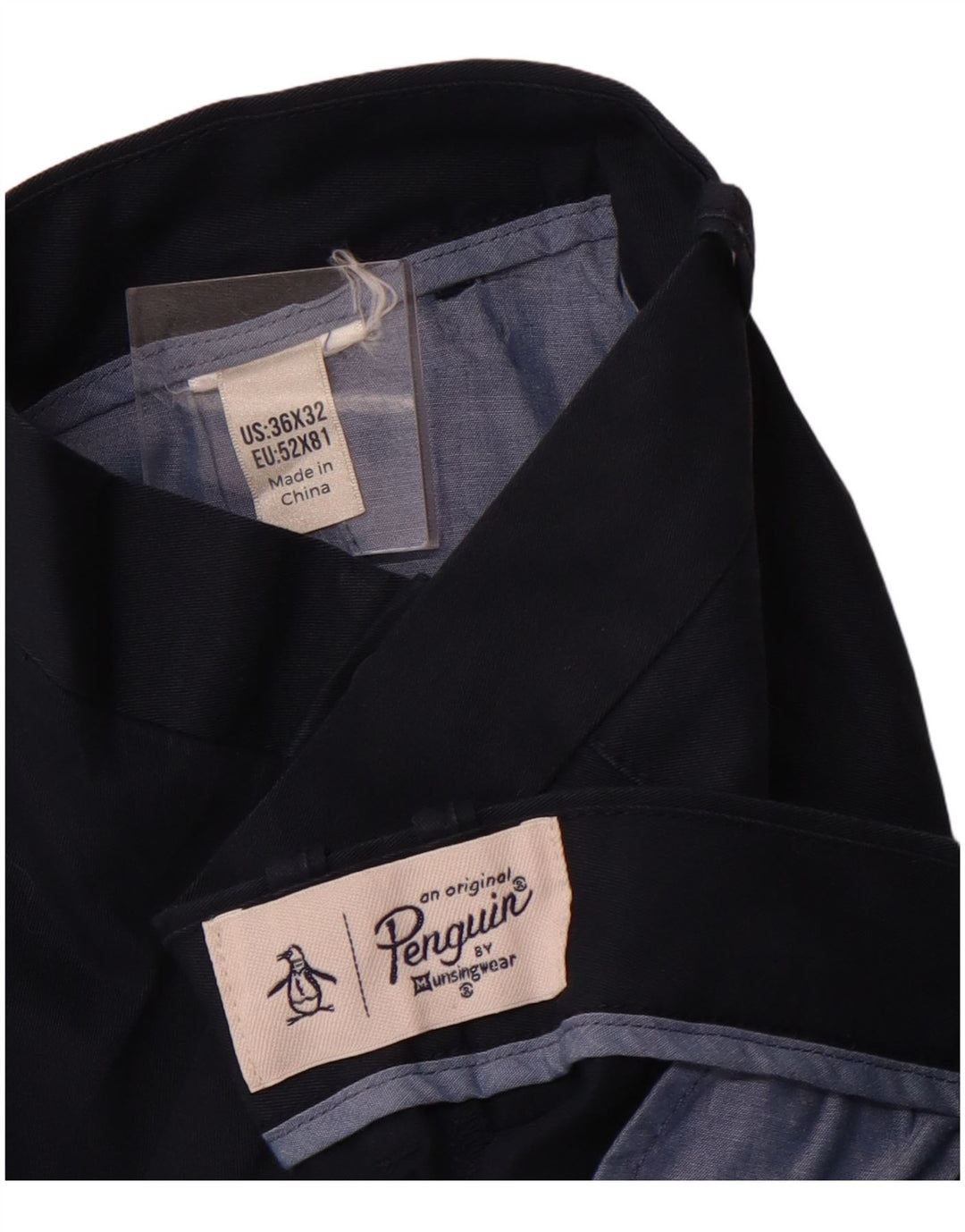 PENGUIN Pantalón chino ajustado para hombre W36 L32 Azul marino