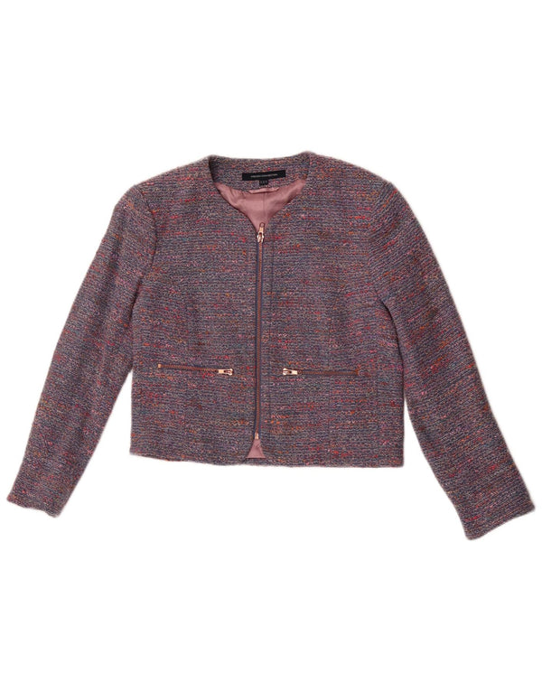 French Connection Chaqueta tipo blazer corta para mujer UK 40 Small Blue Moteado