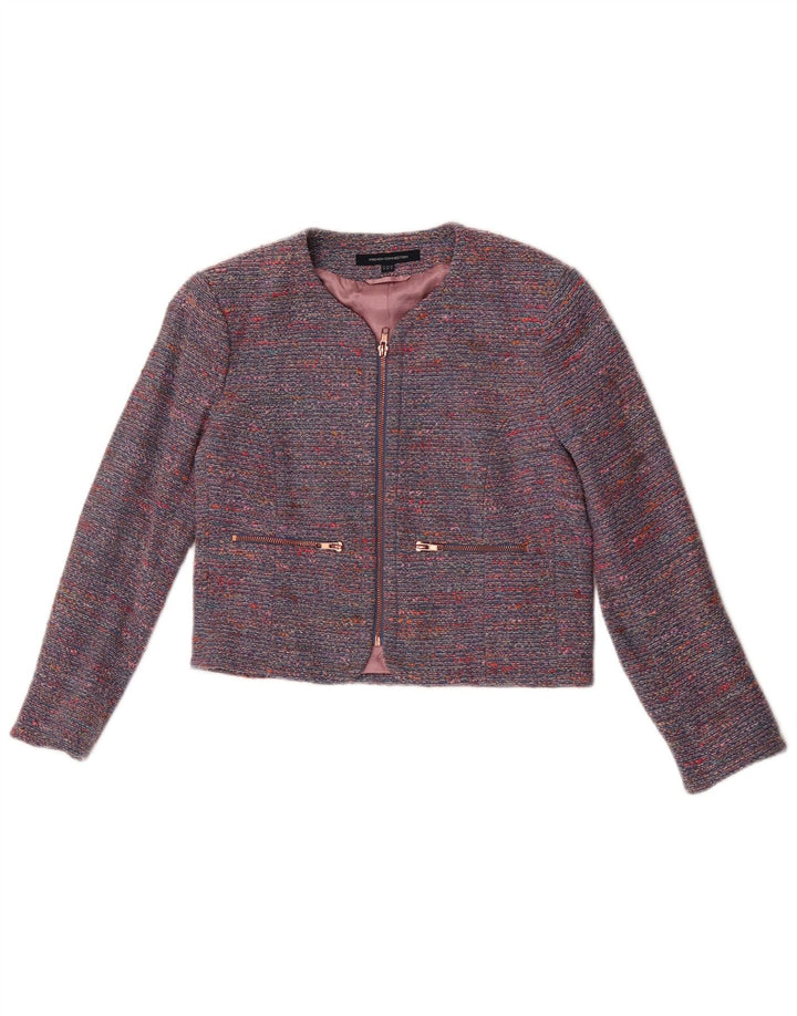 French Connection Chaqueta tipo blazer corta para mujer UK 40 Small Blue Moteado