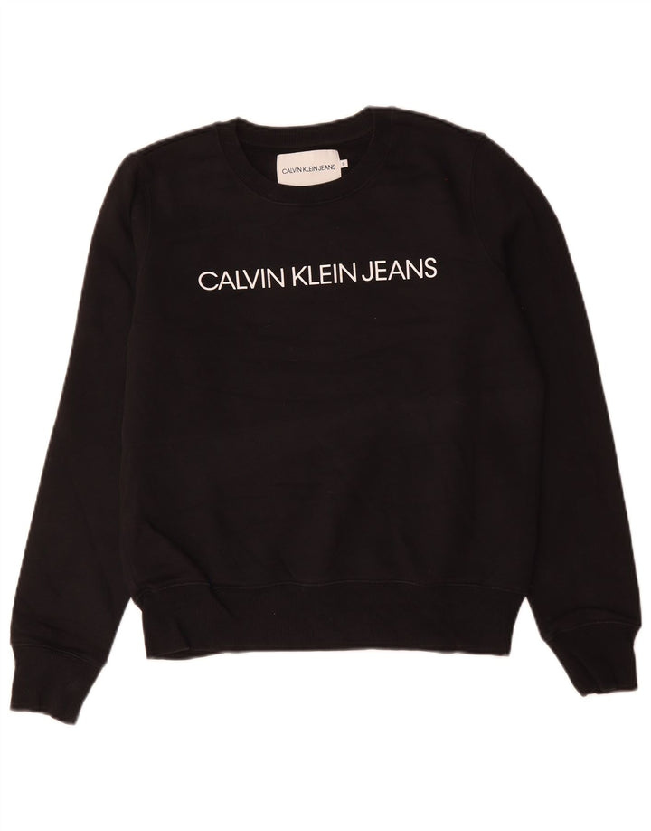 CALVIN KLEIN JEANS Sudadera extragrande para mujer UK 10 Small Black