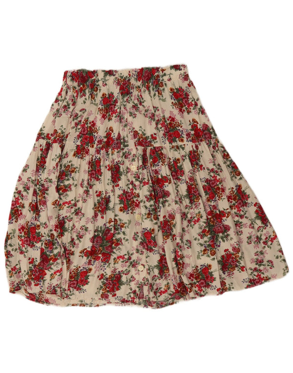 Falda plisada vintage para mujer W26 pequeña floral blanca