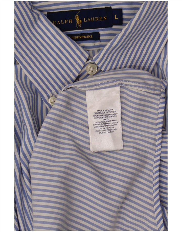Camisa Ralph Lauren para hombre de nailon a rayas azules grandes