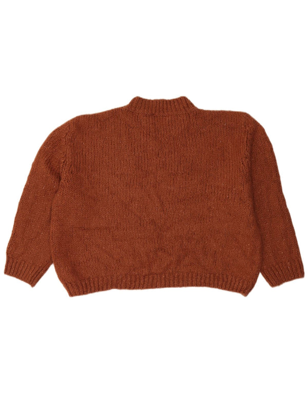 Zara Mujer Crop Turtle Neck Jumper Sweater UK 44 Medio Marrón Moteado