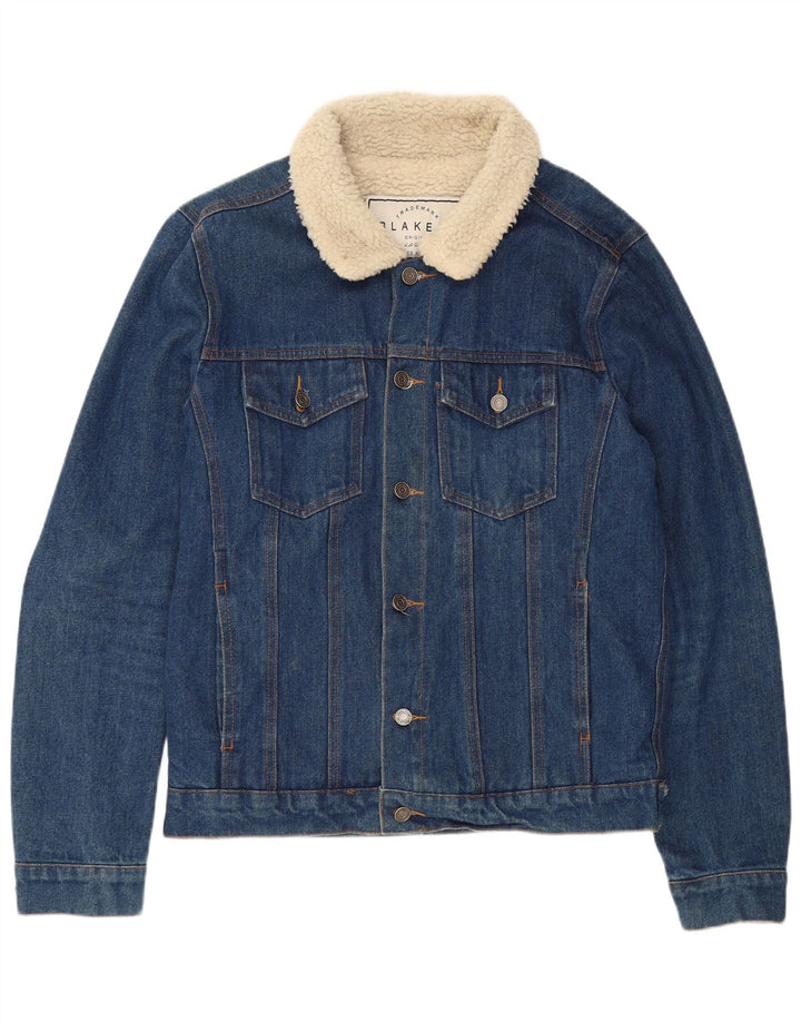 BLAKELY Mens Denim Sherpa Jacket UK 40 Large Blue Cotton